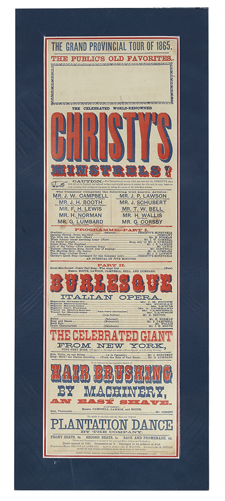 (THEATRE.) MINSTRELSY. Christys Minstrels. Grand Provincial Tour of 1865.